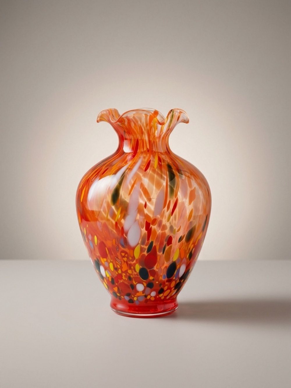VINTAGE HAND-BLOWN ITALIAN CONFETTI‎ ART GLASS VASE SPLATTER DESIGN 1 OF A KIND